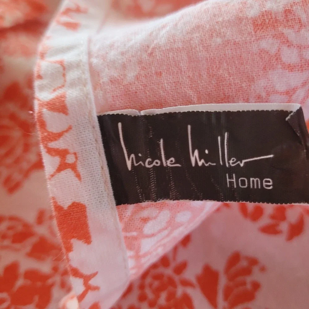 78x60 Nicole Miller Orange Floral Tablecloth 4 Cloth Striped Napkins Spring
